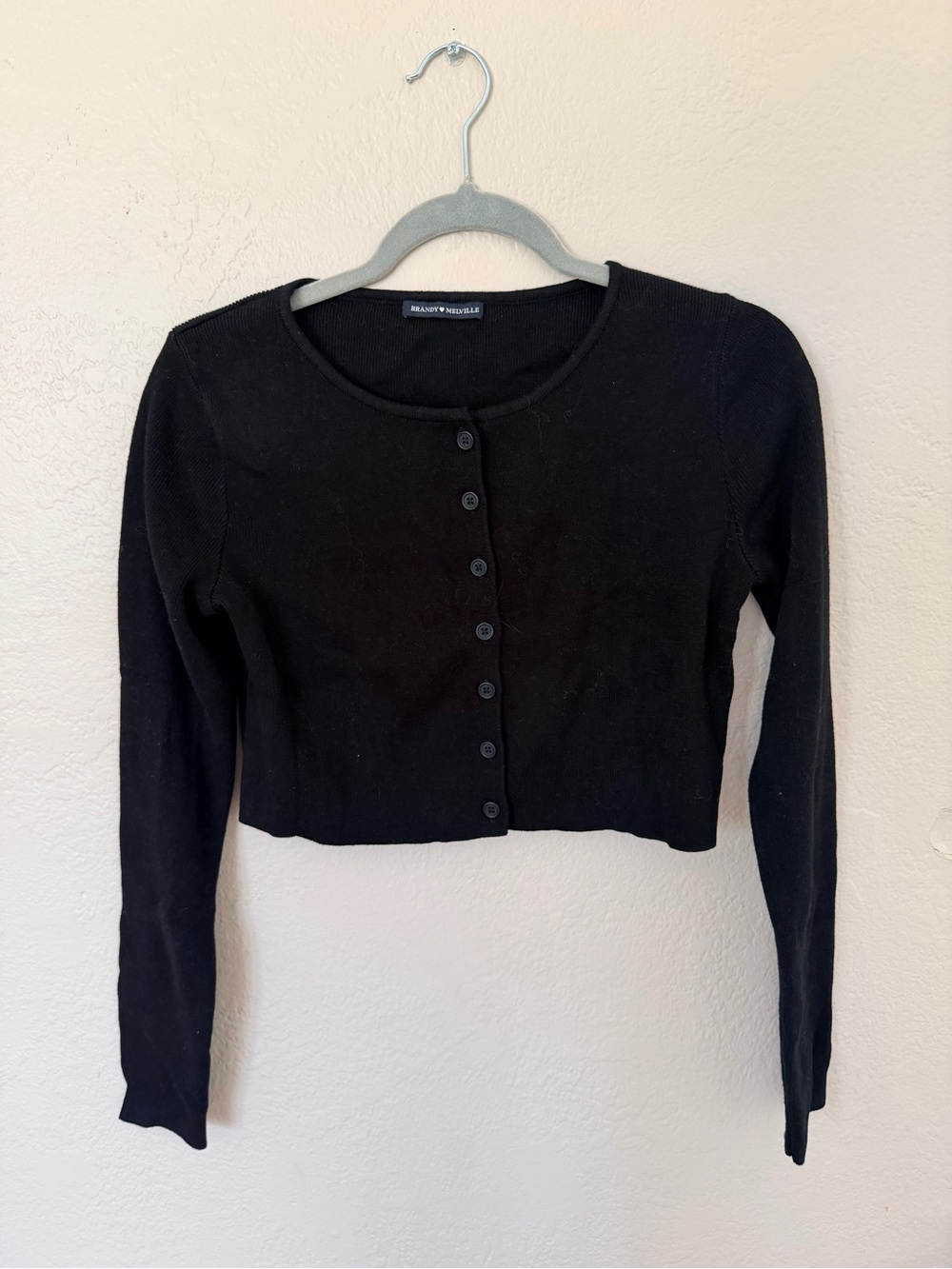 Brandy Melville Black Cropped Button Cardigan